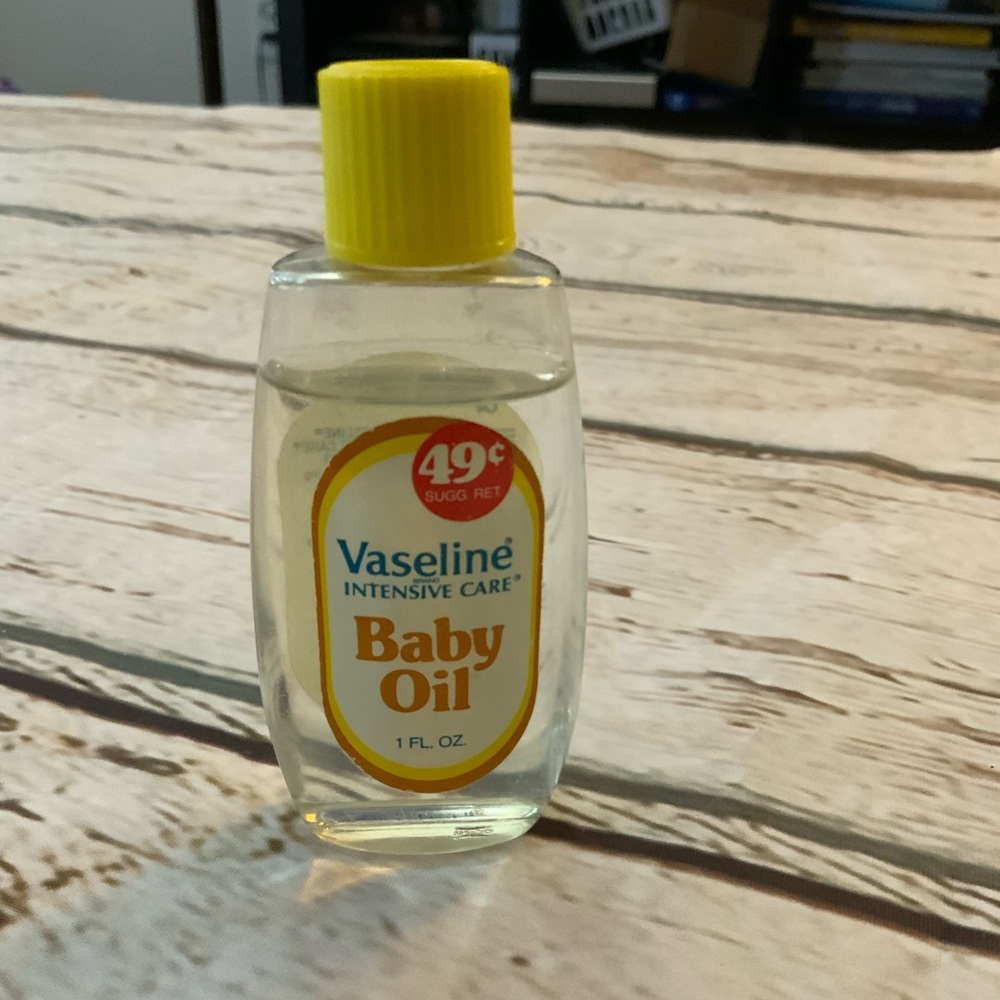 Vintage 1980s Vaseline Intensive Care Baby Oil 1oz Bottle Almost Full Movie Prop
